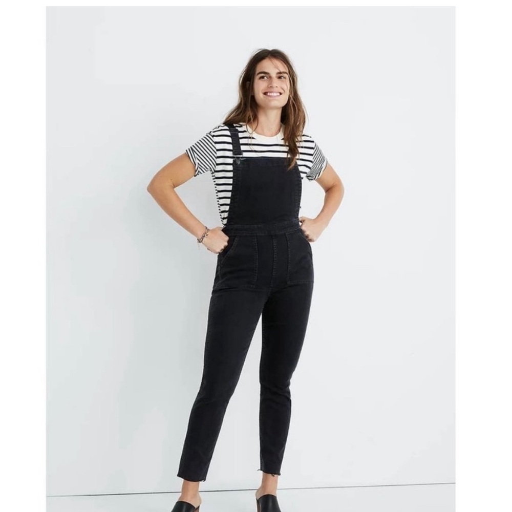 Madewell Skinny Overalls Black Raw Hem Size LP